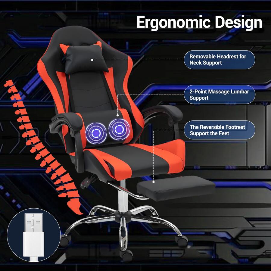 Gaming Chair With Massage Lumb - огляд і ціна Video Gaming & Esports Usd Acc